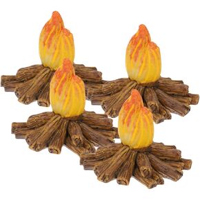 4pcs مصغرة نيران المعسكر راتنجات زخارف حريق مزيفة للحديقة بونساي وإعدادات الحفلات الدعائم الساحرة للمشاهد الدقيقة ديي والديكور الفريد