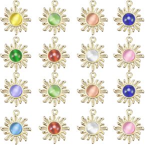 30pcs Cat's Eye Stone Opal Sun charms alloy senestial planet charm sunflower arndant for diy rapunzel arclace netring