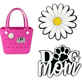 2PCS Daisy Flower Charms for Bogg Bag, Insert Decorative Charm for Handbag Beach Tote Bag Dog MOM Life