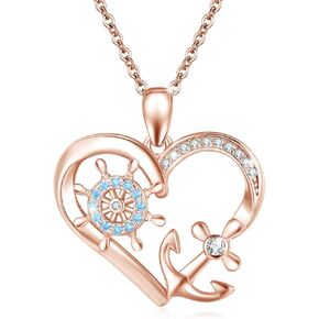 MEDWISE Anchor Pendant Necklace for Women 925 Sterling Silver Nautical Necklace Anchor Jewelry Gifts Navy Sailor Necklace for Women Girls Daughter Wife Sea Ocean Lover Easter Mother's Day
