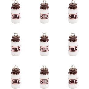 Cheriswelry 10pcs Bubble Tea Glass Bottle Pendants Resin Milk Tea Drink Cup Dangle Charms Colorful Lovely Hang Ornament Links 27x12mm for DIY Craft Earring Bracelet Necklace Jewelry Making