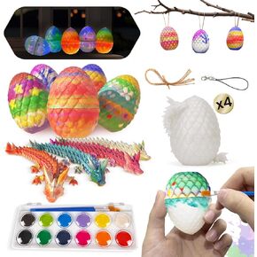 4pcs 3D Easter Dragon Eggs مع التنين داخل ، Mystery Crystal Mini Dragon Egg for Easter Stainser Stuffer ، مجموعة تزيين البيض DIY ، البيض المملوءة المملوءة بالتنين المملوك