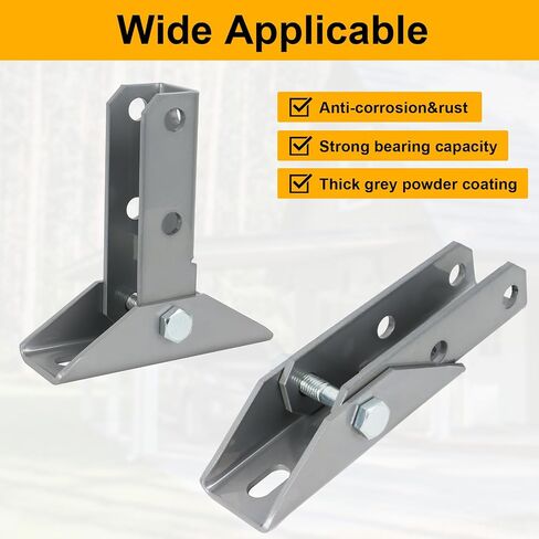 2Pcs Adjustable Brace Fitting, Fit for 1/2" Bolt in 1-5/8" Strut Channel 180 Degree Turn Joint Connector Bracket,Solar Panel Bracket Base, Black in Saudi Arabia