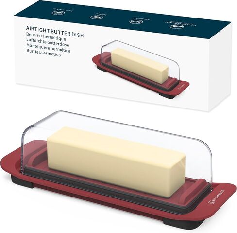 KITCHENDAO Airtight Butter Dish with Lid for Countertop and Refrigerator Door Shelf, Easy Scoop-Dishwasher Safe, Plastic Butter Holder Tray Container for West/East Coast Butter, White in Saudi Arabia