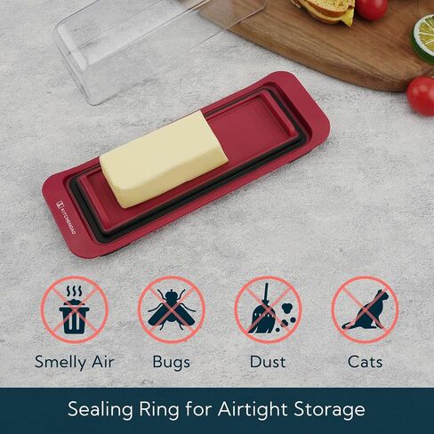 KITCHENDAO Airtight Butter Dish with Lid for Countertop and Refrigerator Door Shelf, Easy Scoop-Dishwasher Safe, Plastic Butter Holder Tray Container for West/East Coast Butter, White in Saudi Arabia