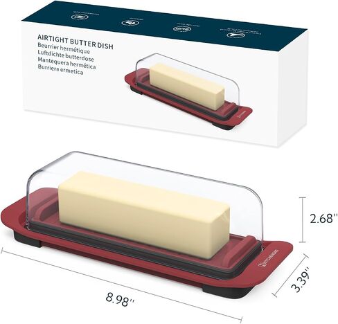 KITCHENDAO Airtight Butter Dish with Lid for Countertop and Refrigerator Door Shelf, Easy Scoop-Dishwasher Safe, Plastic Butter Holder Tray Container for West/East Coast Butter, White in Saudi Arabia