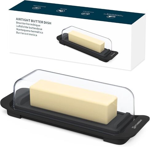 KITCHENDAO Airtight Butter Dish with Lid for Countertop and Refrigerator Door Shelf, Easy Scoop-Dishwasher Safe, Plastic Butter Holder Tray Container for West/East Coast Butter, White in Saudi Arabia