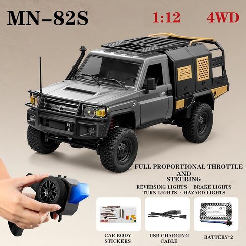 MN82 RC Rock Crawler, 2.4Ghz Toyota Remote Control Truck, 4WD 2 Speeds Switch RC Crawler Off-Road Pick-up with 2 Upgraded 1200mah Battery, 1/12 Scale Trucks (with Gift) in Saudi Arabia