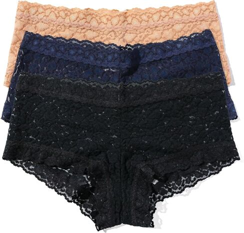 hanky panky - Daily Lace Boyshorts | Women's Underwear, Soft Stretch Fit Panties, Cotton Blend | Sizes (XS-XL), 3 pack in Saudi Arabia