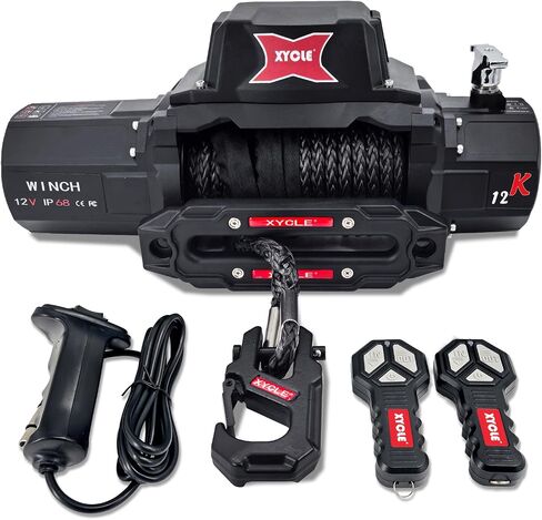 13,500LBS12V Electric Winch ATV/UTV Off-Road Winch Synthetic Rope Electric Winch Traction Winch Tugboat Winch SUV 4-Drive Off-Road Vehicle in Kuwait