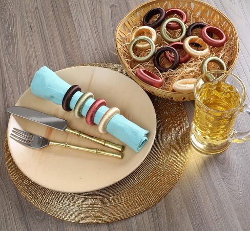 Fall Napkin Rings for Table Decor, Farmhouse Thanksgiving Napkin Rings Set of 24 for Boho Dinner Napkin Holder, Spring Banquet, Holiday, Everyday Easter,Christmas Dinner Party in Saudi Arabia