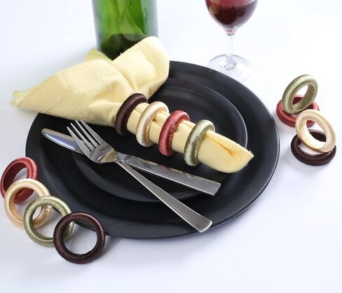 Fall Napkin Rings for Table Decor, Farmhouse Thanksgiving Napkin Rings Set of 24 for Boho Dinner Napkin Holder, Spring Banquet, Holiday, Everyday Easter,Christmas Dinner Party in Saudi Arabia