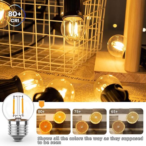 G40 مصباح كهربائي منخفض واط لمبة Edison LED Mini Globe لمبات الإضاءة 1W أي ما يعادل 10Watt المتوهجة E26 قاعدة لولبية LED لمبات بيضاء دافئة للغاية 2200K، غير قابلة للتعتيم (G40g-2pack) in Kuwait