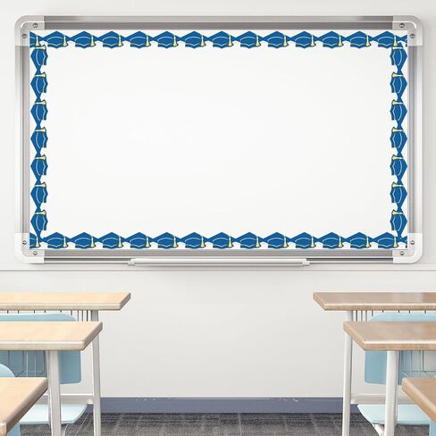 32.8Ft Graduation Bulletin Board Border Blue Graduation Cap with Gold Tassel Die Cut Trim Border Roll for Congrats Grad Party Decor in Saudi Arabia