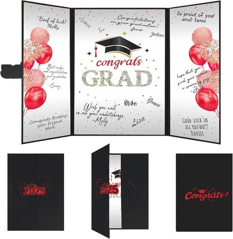 Graduation Guest Book 2025 College Graduation Party Decorations,Black and Golden Graduation Signature Book,2025 Graduation Signature Board High School College Graduation Gifts (Red) in Saudi Arabia