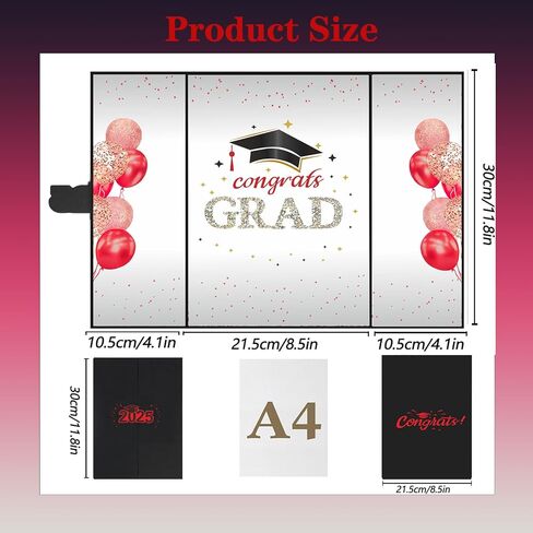 Graduation Guest Book 2025 College Graduation Party Decorations,Black and Golden Graduation Signature Book,2025 Graduation Signature Board High School College Graduation Gifts (Red) in Saudi Arabia