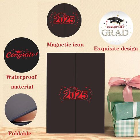 Graduation Guest Book 2025 College Graduation Party Decorations,Black and Golden Graduation Signature Book,2025 Graduation Signature Board High School College Graduation Gifts (Red) in Saudi Arabia