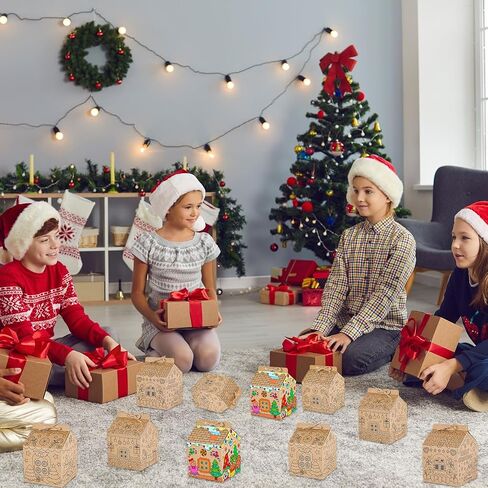 24 Set Gingerbread Paper Coloring Houses DIY Craft Color Your Own Cardboard House Personalize a Cardboard House Christmas Holiday Party Favor Gift for Girl Boy Classroom Home 5.31x4.33x4.33In (Brown) in Saudi Arabia