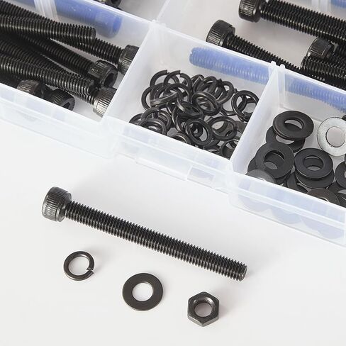 50PCS M5 x 50mm 60mm 70mm 80mm, Hex Socket Head Cap Screws Bolts Nuts Kit, 12.9 Grade Alloy Steel, Black Oxide Finish, Metric Allen Drive, Fully Threaded in Kuwait