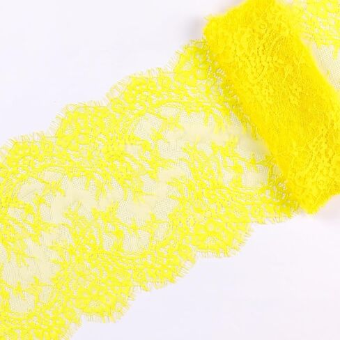 9 Inch Wide by 3 Yard Lace Ribbon Trim Floral Pattern Embroidered French Eyelash Colored Lace Fabric Material for Clothes Bridal Wedding Dress Sewing Home Decoration,Light Purple in Kuwait