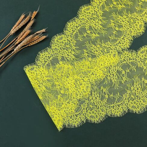 9 Inch Wide by 3 Yard Lace Ribbon Trim Floral Pattern Embroidered French Eyelash Colored Lace Fabric Material for Clothes Bridal Wedding Dress Sewing Home Decoration,Light Purple in Kuwait