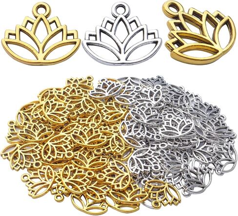 100pcs لوتس سحر المعلقات سبيكة لوتس لوتس زهرة السحر الخرزات سحر المعلق in Saudi Arabia