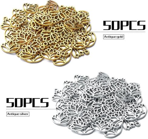 100pcs لوتس سحر المعلقات سبيكة لوتس لوتس زهرة السحر الخرزات سحر المعلق in Saudi Arabia