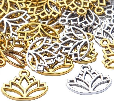 100pcs لوتس سحر المعلقات سبيكة لوتس لوتس زهرة السحر الخرزات سحر المعلق in Saudi Arabia