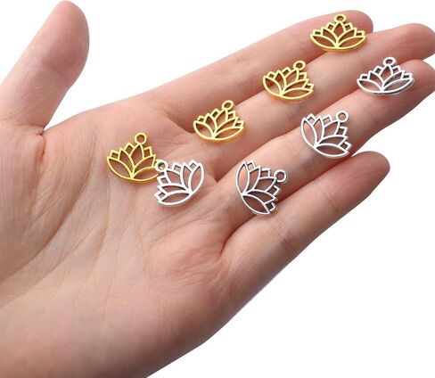 100pcs لوتس سحر المعلقات سبيكة لوتس لوتس زهرة السحر الخرزات سحر المعلق in Saudi Arabia