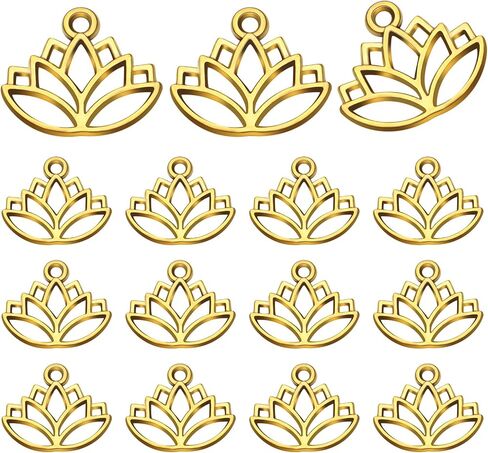 100pcs Lotus Charm Pendants Alloy Yoga Lotus Flower Charms Beads Charms Pendants Craft Supplies for DIY Necklace Bracelet Jewelry Making Crafting Accessory in Saudi Arabia