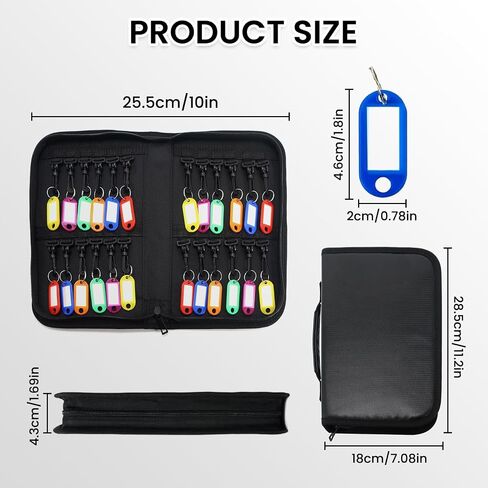 Quctak Zippered Key Case with Handle, Key Organizer, Waterproof Key Case with 12 Key Hooks and Tags for Offices Real Estate Agencies Hotels and Rental in Kuwait