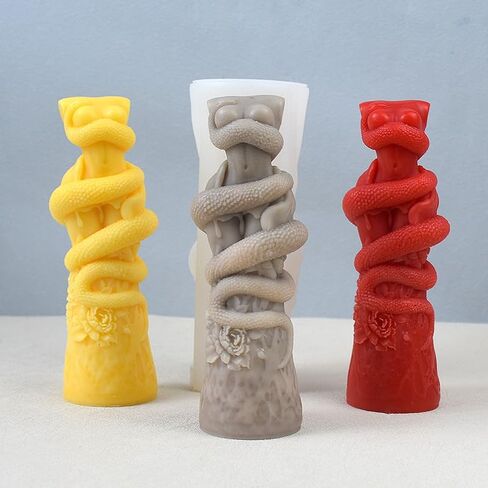 Cestony 3D A Woman Entangled by a Snake Shape Candle Silicone Molds for DIY Candle Resin Pillar Aromatherapy Candles Wax Soap Flower Specimen Clay Craft Desk Decor Making Tools in Saudi Arabia
