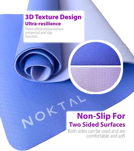 NOKTAL - Pilates Yoga Mat - ECO Friendly - High Density 6MM EXTRA THICK Yoga Mat - Non Slip - Workout Mat for Yoga, Pilates,Meditation and Floor Exercises in Saudi Arabia