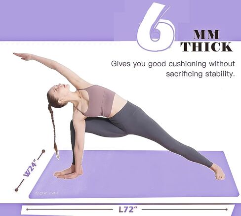 NOKTAL - Pilates Yoga Mat - ECO Friendly - High Density 6MM EXTRA THICK Yoga Mat - Non Slip - Workout Mat for Yoga, Pilates,Meditation and Floor Exercises in Saudi Arabia