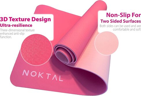 NOKTAL - Pilates Yoga Mat - ECO Friendly - High Density 6MM EXTRA THICK Yoga Mat - Non Slip - Workout Mat for Yoga, Pilates,Meditation and Floor Exercises in Saudi Arabia