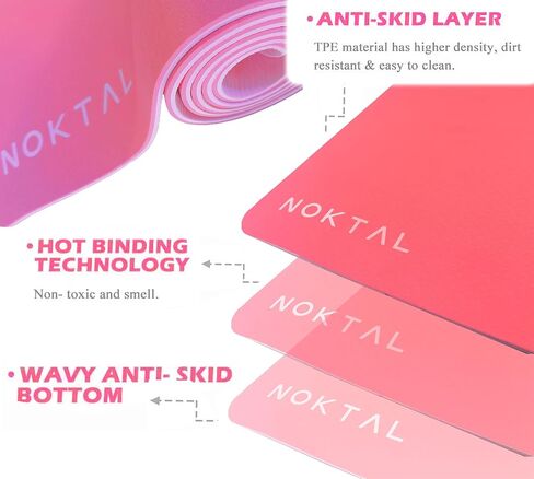 NOKTAL - Pilates Yoga Mat - ECO Friendly - High Density 6MM EXTRA THICK Yoga Mat - Non Slip - Workout Mat for Yoga, Pilates,Meditation and Floor Exercises in Saudi Arabia