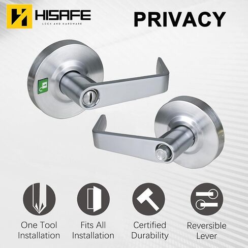 Heavy Duty Commercial Passage Door Lever, Satin Chrome Finished Non-Locking Grade 2 Door Handle, UL 3 Hour Fire Rated Ergonomic Lever for School/Hotel Hallway, 70mm Latch in Saudi Arabia