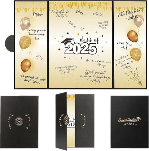 Graduation Guest Book 2025 College Graduation Party Decorations,Black and Golden Graduation Signature Book,2025 Graduation Signature Board High School College Graduation Gifts (Red) in Saudi Arabia
