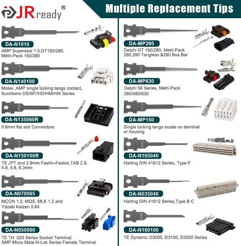 JRready ST5346 Automotive Pin Extractor Tool Kit with 7PCS Replacement Tips Upgraded Pin Removal Tools for Deutsch AMP Delphi Bosch Connectors, Professional Auto Repair Terminal Release Tool Kit in Kuwait