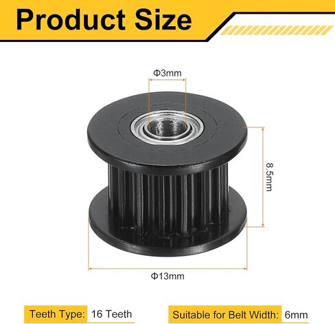HARFINGTON 10 Pcs 2GT Idler Pulley 5mm Bore 18mm Dia. 10mm Width Belt Toothless, Black in Saudi Arabia