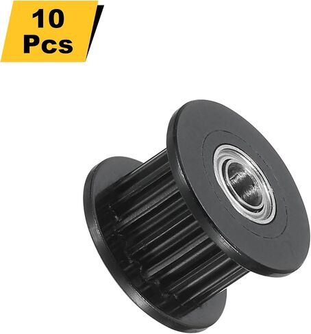HARFINGTON 10 Pcs 2GT Idler Pulley 5mm Bore 18mm Dia. 10mm Width Belt Toothless, Black in Saudi Arabia