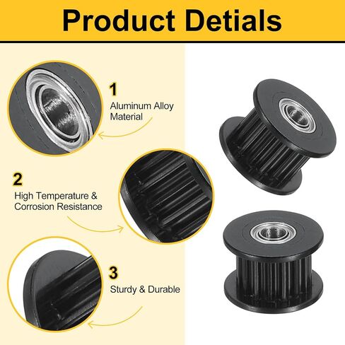 HARFINGTON 10 Pcs 2GT Idler Pulley 5mm Bore 18mm Dia. 10mm Width Belt Toothless, Black in Saudi Arabia