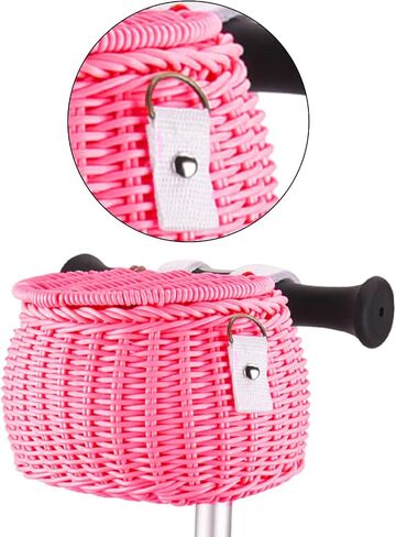 Bicycles Wicker Basket Front Handlebars Basket with Belt and Lid Wovens Bikes Basket for Kids Bikes Scooter in Saudi Arabia