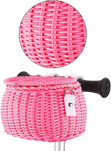 Bicycles Wicker Basket Front Handlebars Basket with Belt and Lid Wovens Bikes Basket for Kids Bikes Scooter in Saudi Arabia