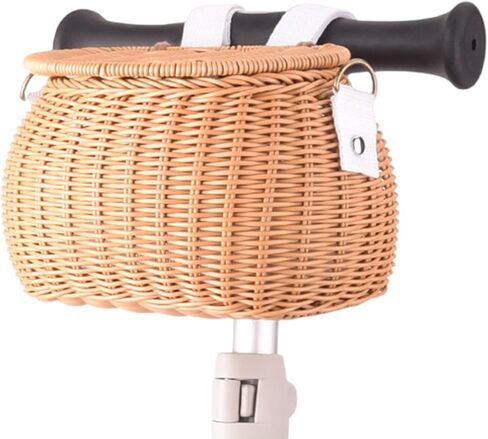 Bicycles Wicker Basket Front Handlebars Basket with Belt and Lid Wovens Bikes Basket for Kids Bikes Scooter in Saudi Arabia