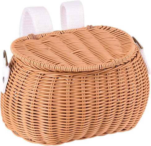 Bicycles Wicker Basket Front Handlebars Basket with Belt and Lid Wovens Bikes Basket for Kids Bikes Scooter in Saudi Arabia