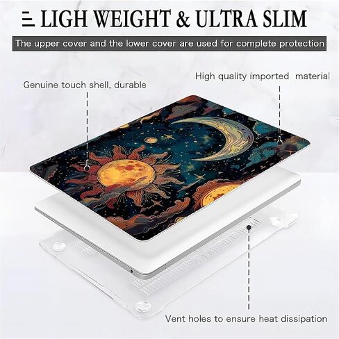 for MacBook Air 15 Inch of Clear Case Sun and The Moon Shine Against Patterns 2023 Version of M2 A2941/M4 A3241 Plastic Hard Shell Clear Computer Case in Kuwait