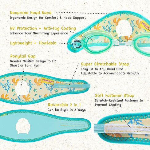 Booggles, Anti-Fog Kids Swim Goggles, Adjustable Kid and Toddler Goggles, Kids Swimming Goggles with Thick Strap in Saudi Arabia