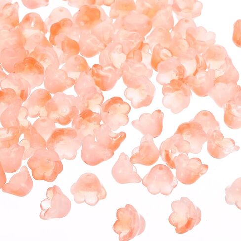 PATIKIL Glass Trumpet Flower Beads, 100 Pcs Gradient Flower Bead Charm for Jewelry Making DIY Craft, Bracelets, Earrings, Necklaces Decorations, White in Saudi Arabia