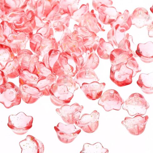 PATIKIL Glass Trumpet Flower Beads, 100 Pcs Gradient Flower Bead Charm for Jewelry Making DIY Craft, Bracelets, Earrings, Necklaces Decorations, White in Saudi Arabia